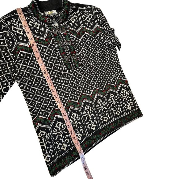 Vintage 90s Talbots Fair Isle Nordic Sweater Black White Small - Picture 12 of 12